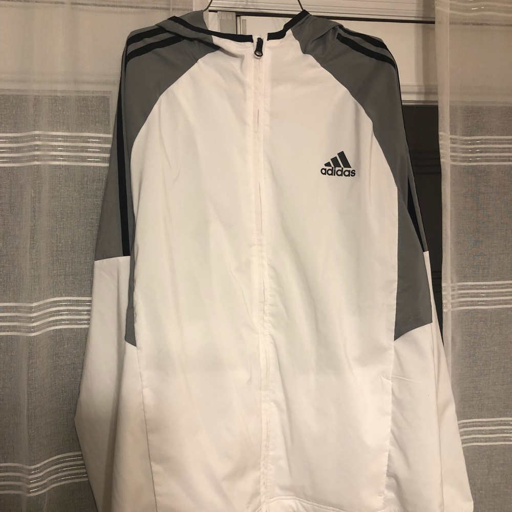 Men’s Adidas Grey and White Zip Up Size Large